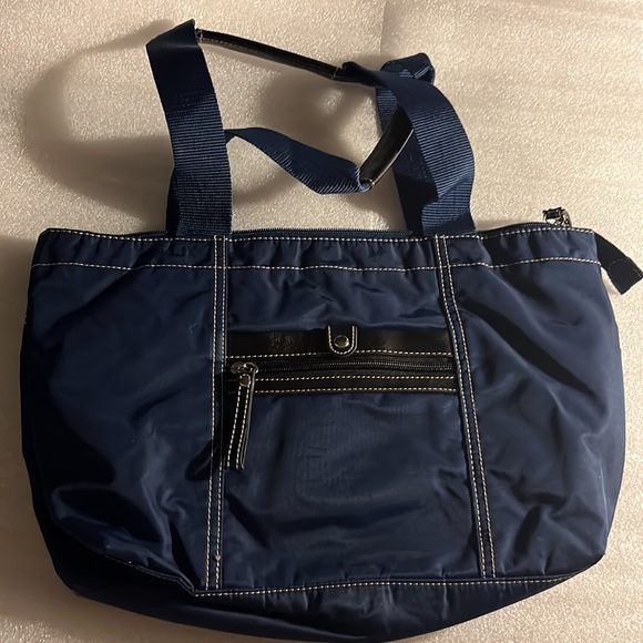 Nine West Large Classic Two Handle Blue Tote Style Handbag Purse - Picture 6 of 7